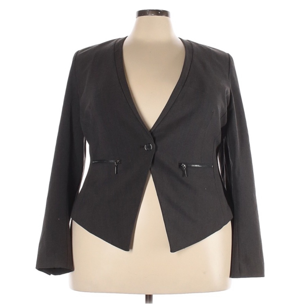 Lane Bryant Blazer Charcoal Gray Single Button Sz 20
